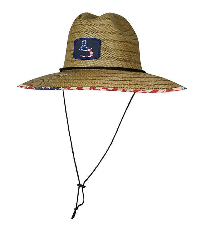 Hook & Tackle Mens American Lifeguard Stretch Fit Premium Straw Fishing Hat