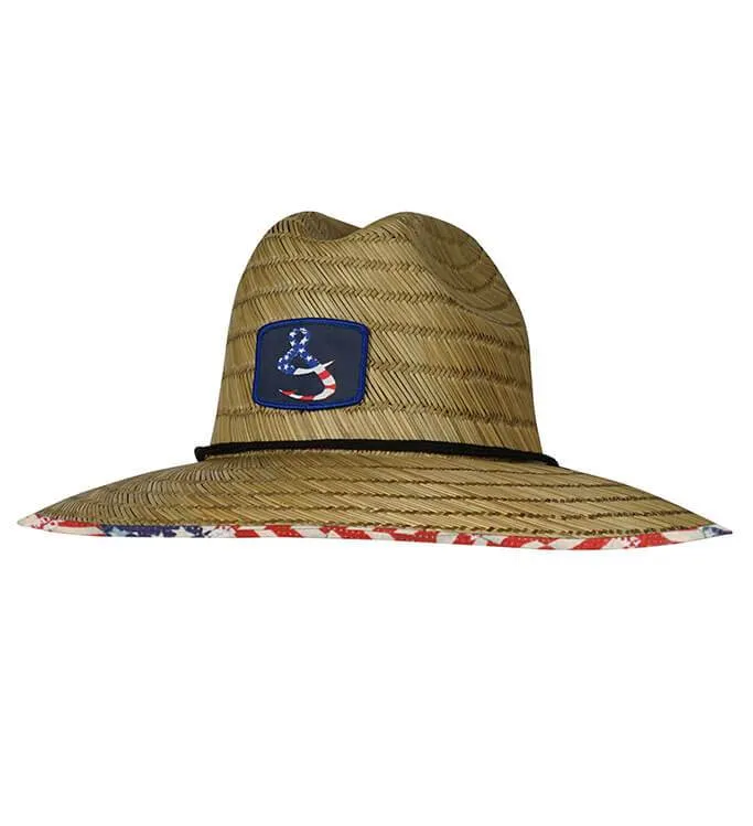 Hook & Tackle Mens American Lifeguard Stretch Fit Premium Straw Fishing Hat