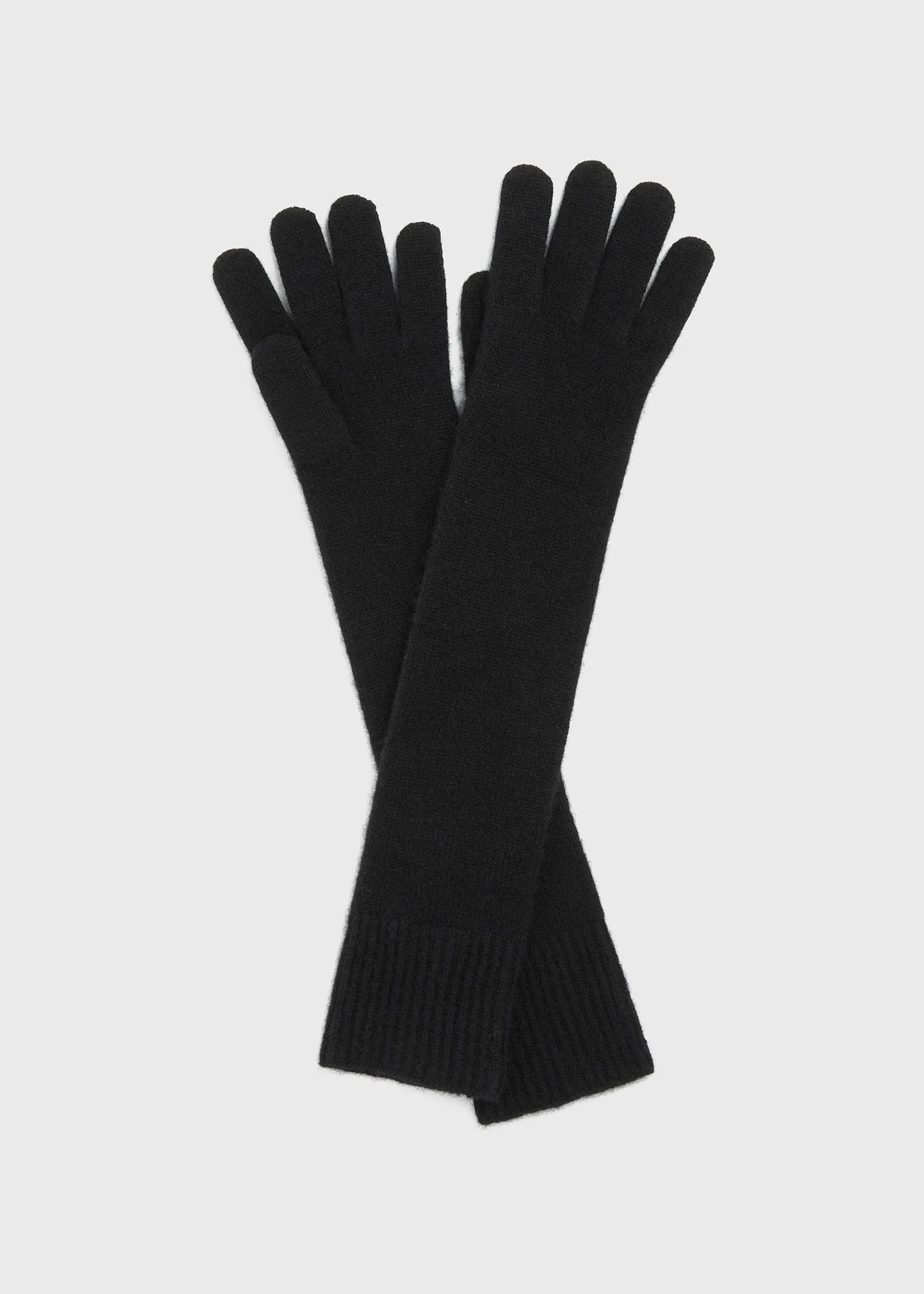 Long knit gloves black