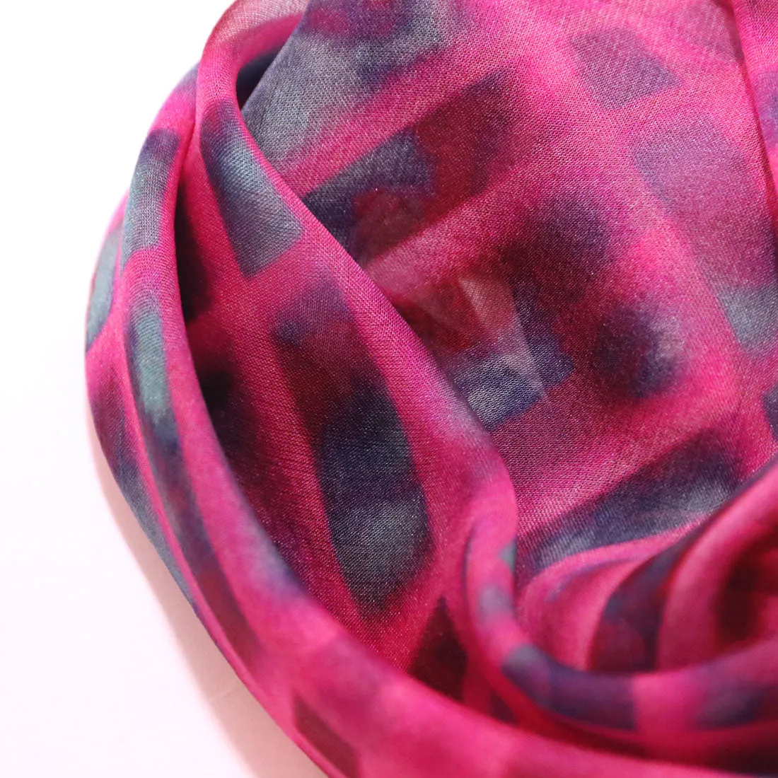 < Limited Edition >  Stylish Printed Pink Silk Scarf in Chiffon "Dream Brink"