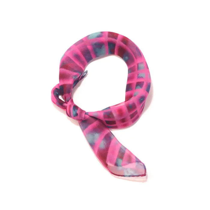 < Limited Edition >  Stylish Printed Pink Silk Scarf in Chiffon "Dream Brink"