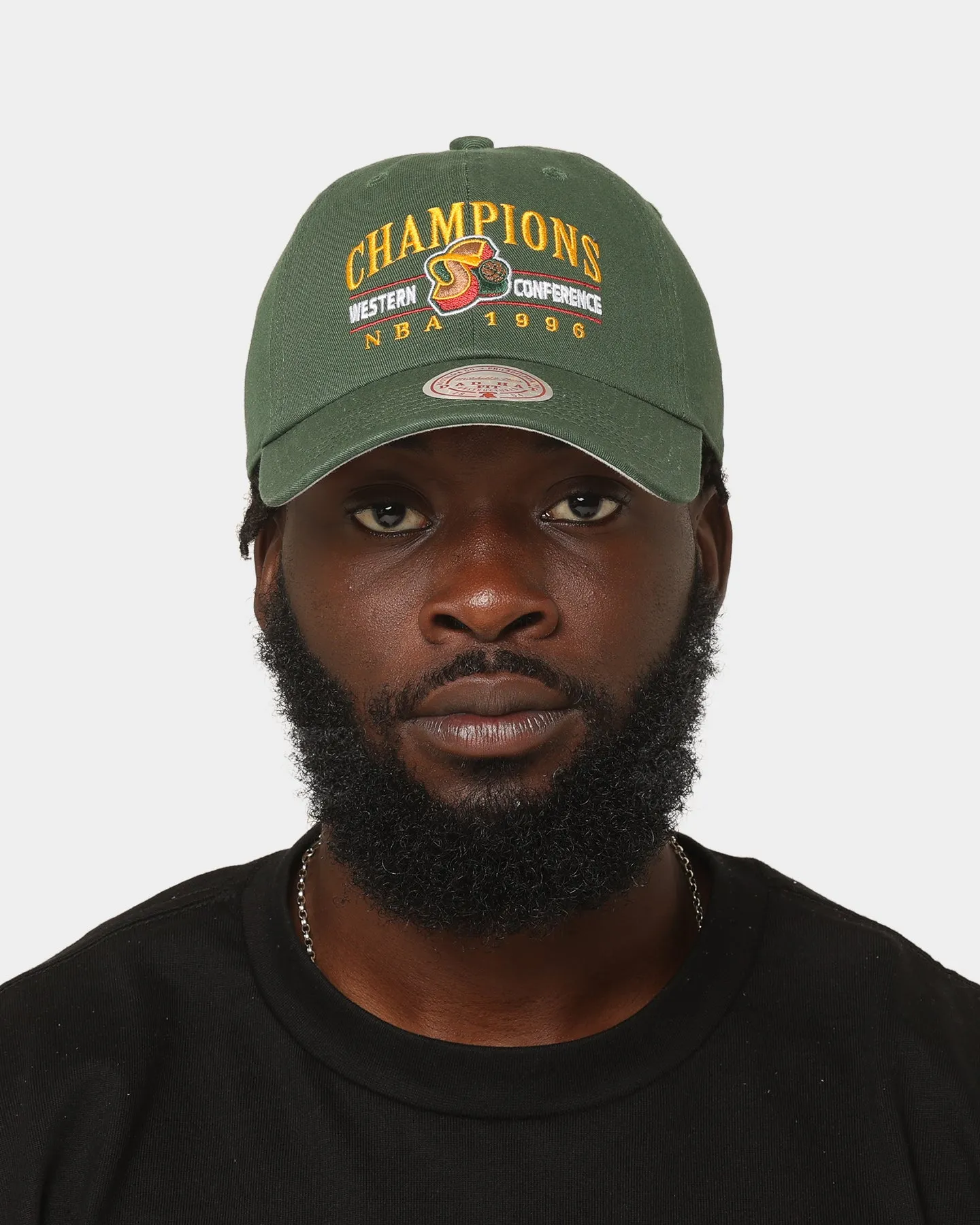 Mitchell & Ness Seattle Sonics '1996 Champions' Dad Hat Strapback Faded Green