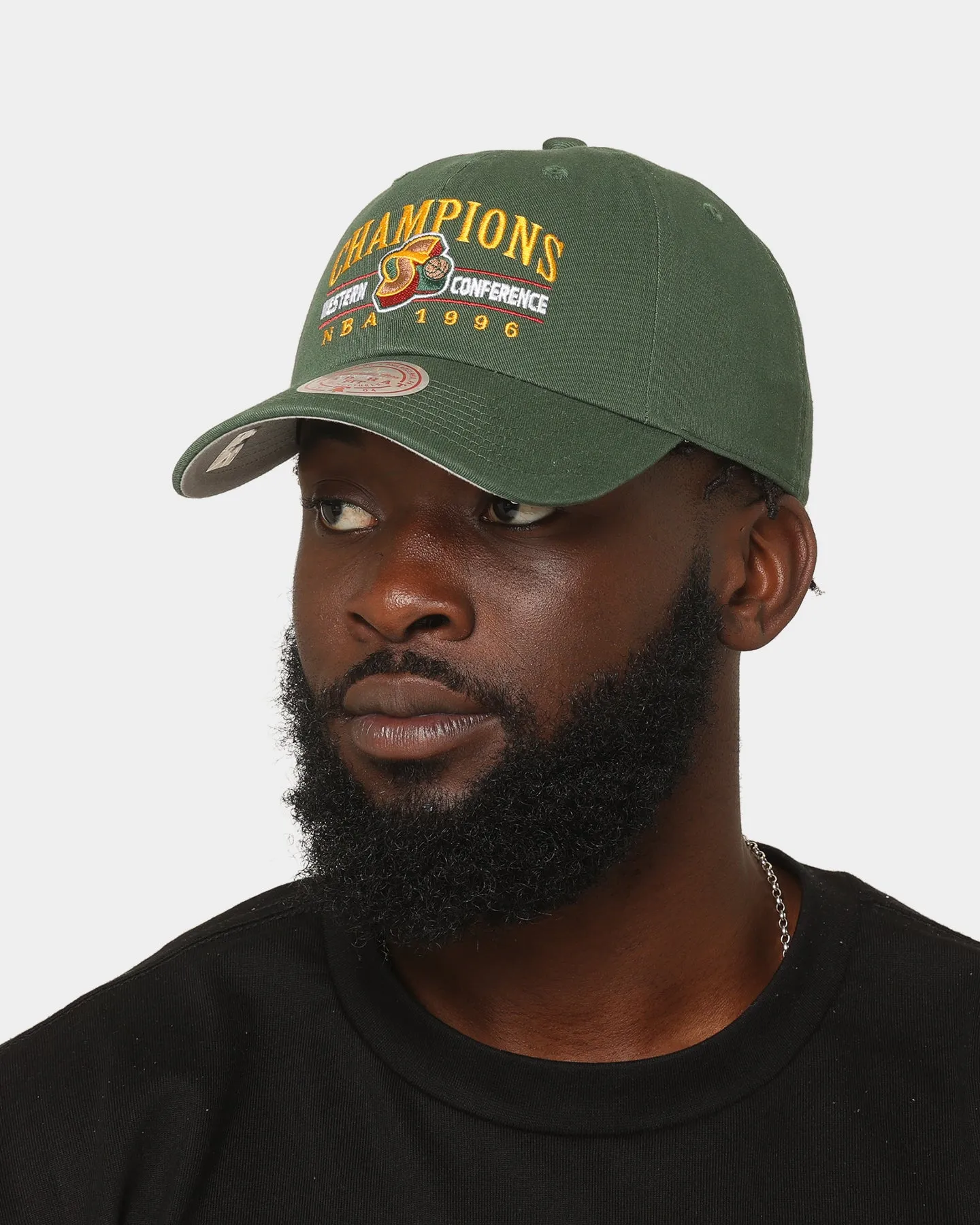 Mitchell & Ness Seattle Sonics '1996 Champions' Dad Hat Strapback Faded Green