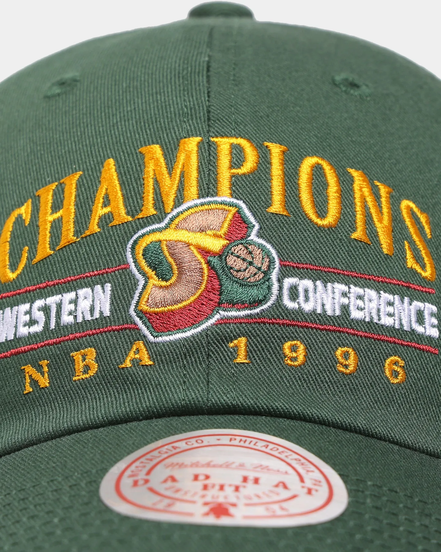 Mitchell & Ness Seattle Sonics '1996 Champions' Dad Hat Strapback Faded Green