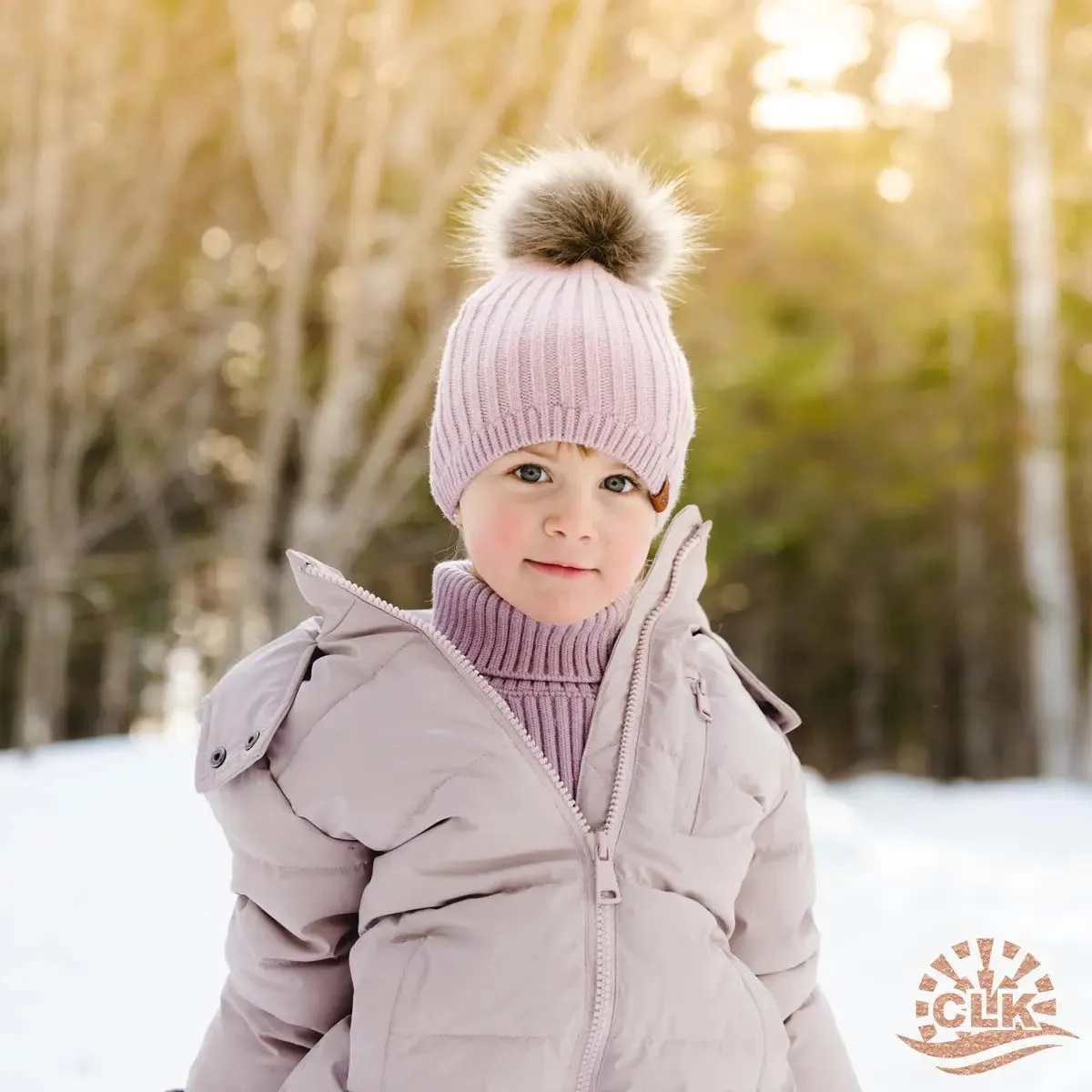 Mom & Me Knit Girls Winter Hat - Lilac | CALIKIDS