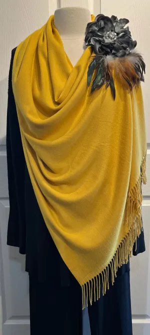 Mustard 100% Cashmere Restaurant Wrap/Scarf