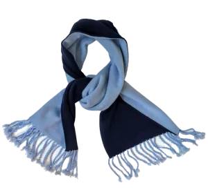 Navy Light Blue Cashmere Knitted Double Face Scarf