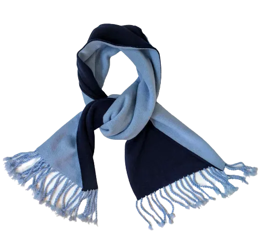 Navy Light Blue Cashmere Knitted Double Face Scarf