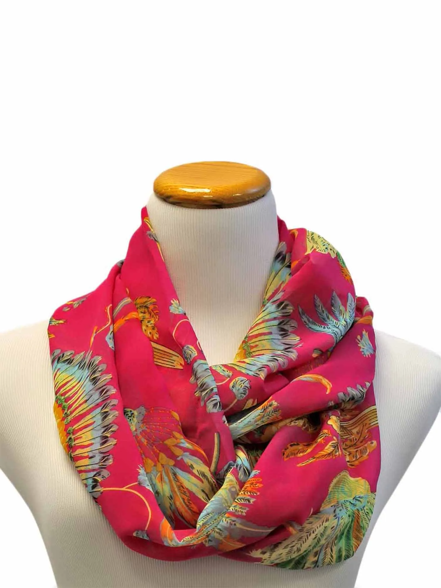 Peacock Print Spring Infinity Scarf