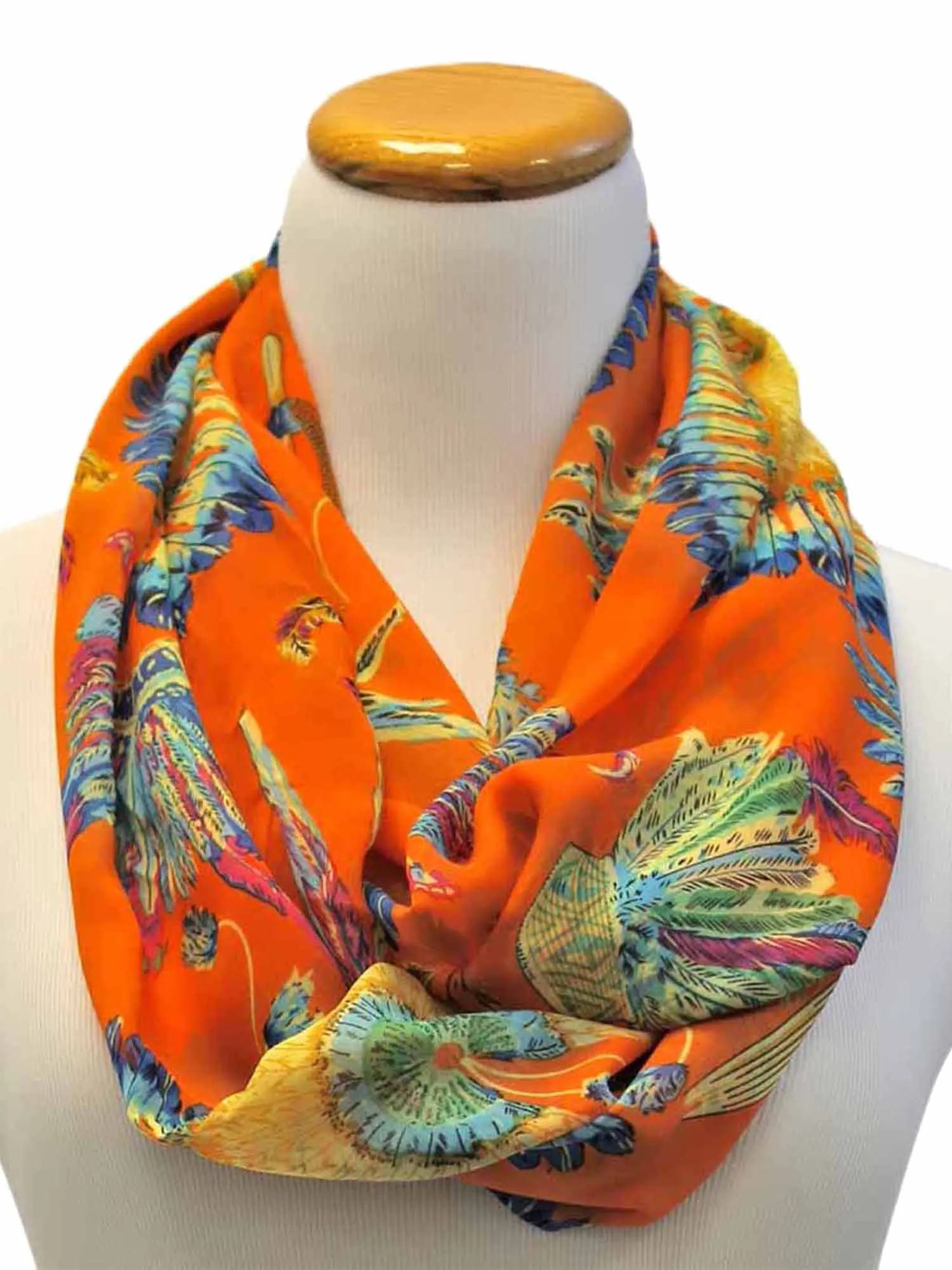 Peacock Print Spring Infinity Scarf