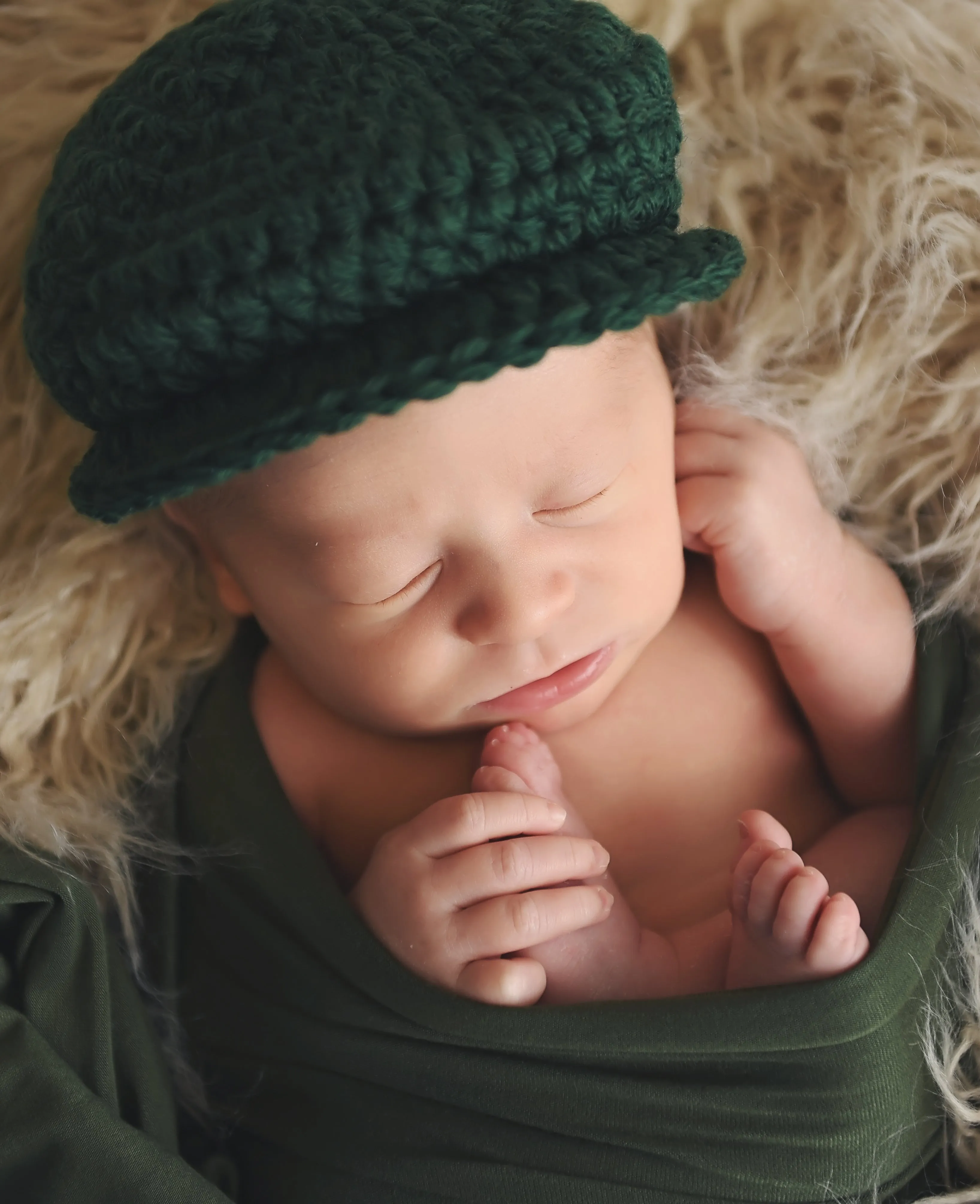 Pine Irish wool newsboy hat