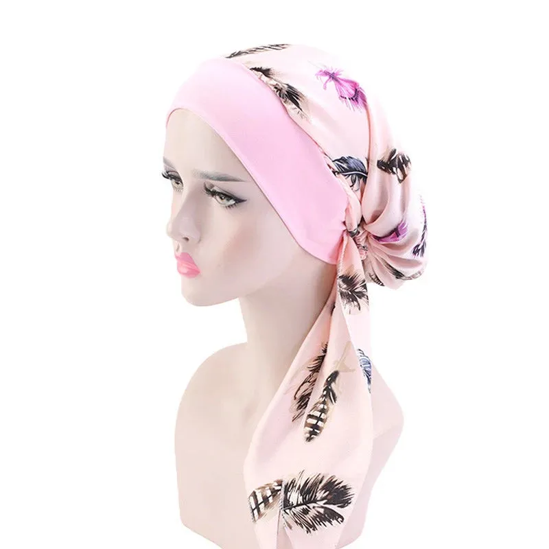 Pre-Tied Chiffon Floral Hijab Headscarf for Muslim Women