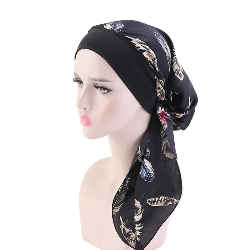 Pre-Tied Chiffon Floral Hijab Headscarf for Muslim Women