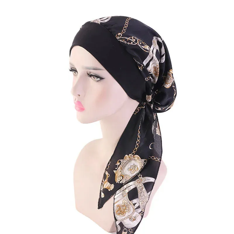 Pre-Tied Chiffon Floral Hijab Headscarf for Muslim Women