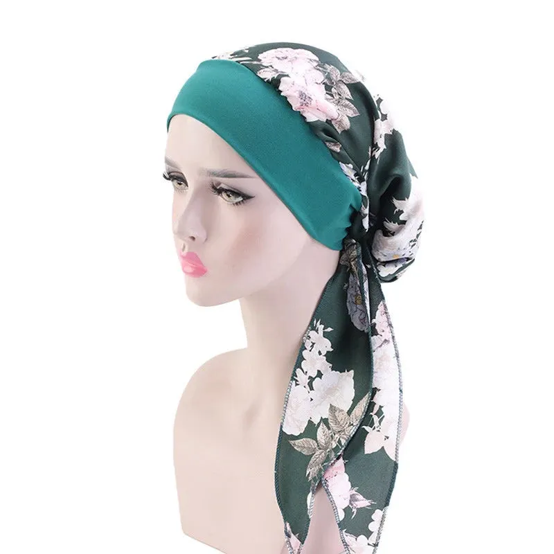 Pre-Tied Chiffon Floral Hijab Headscarf for Muslim Women