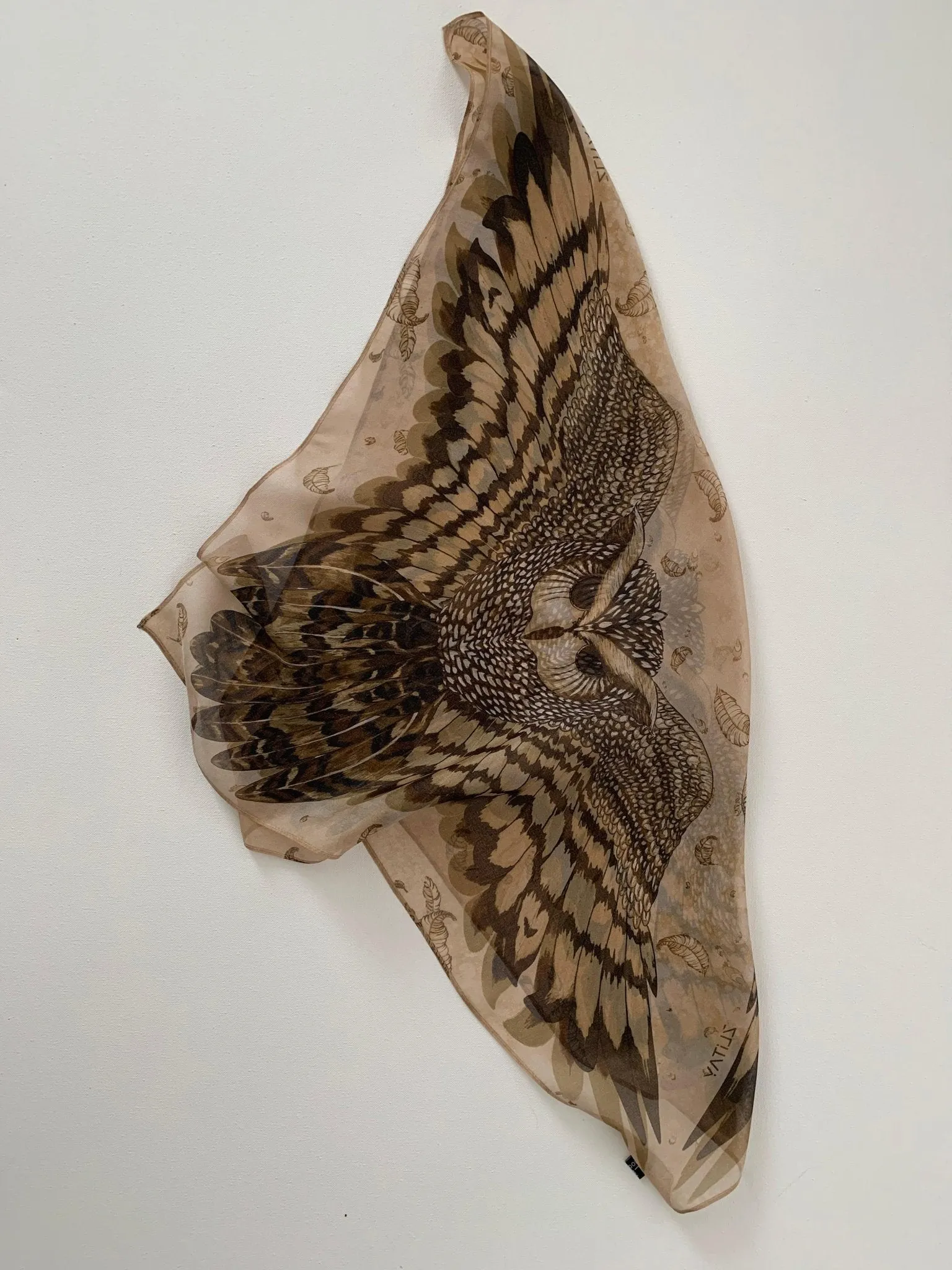 "Mysterious Owl" Chiffon Silk Scarf by Zlitay