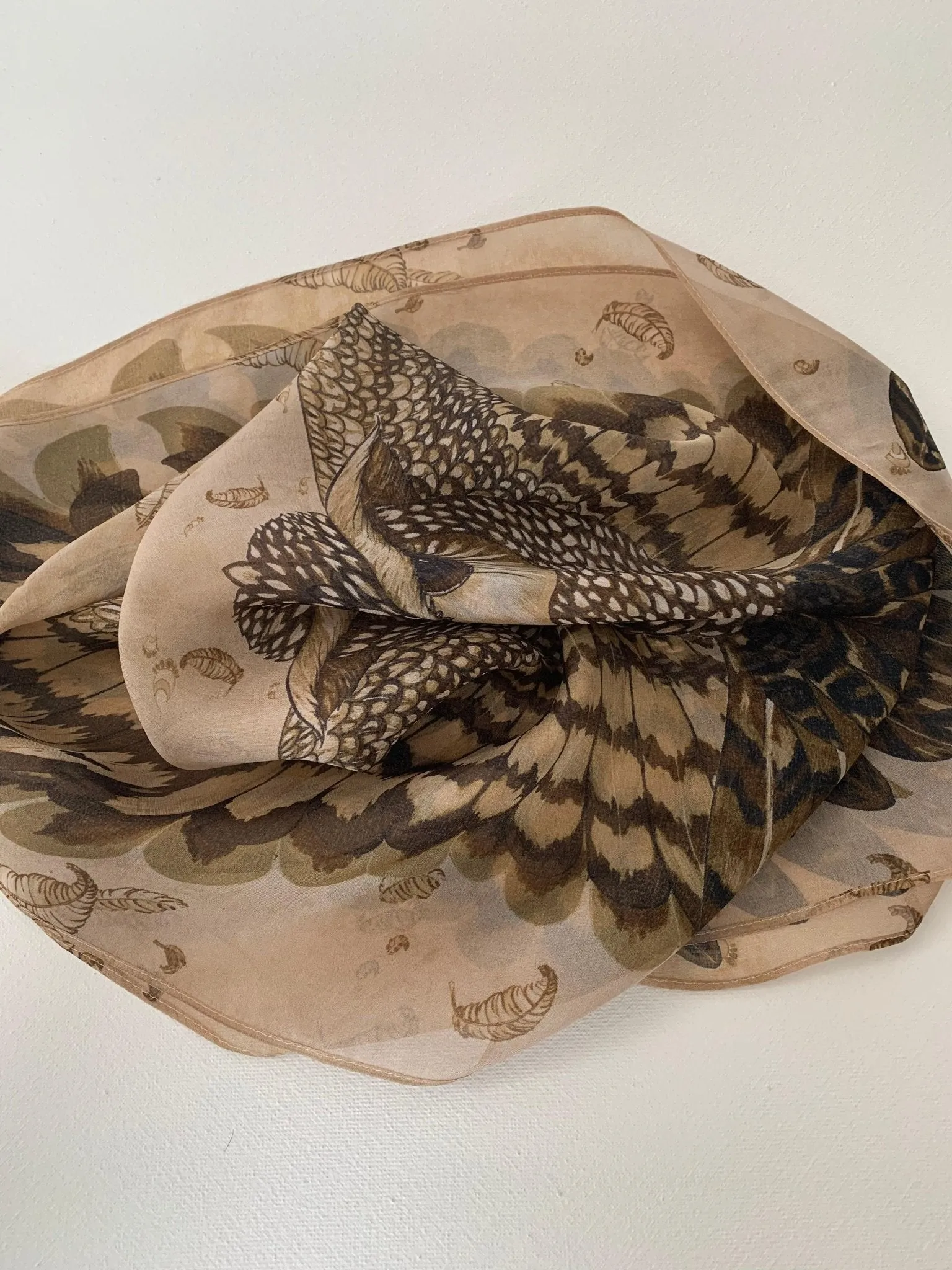 "Mysterious Owl" Chiffon Silk Scarf by Zlitay