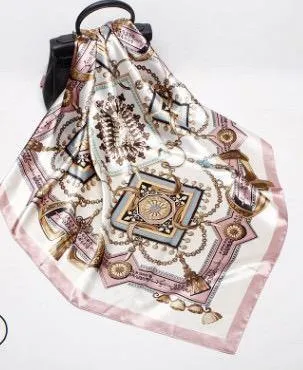 Royal Dusty Pink Tassel Square Satin Silky Scarf