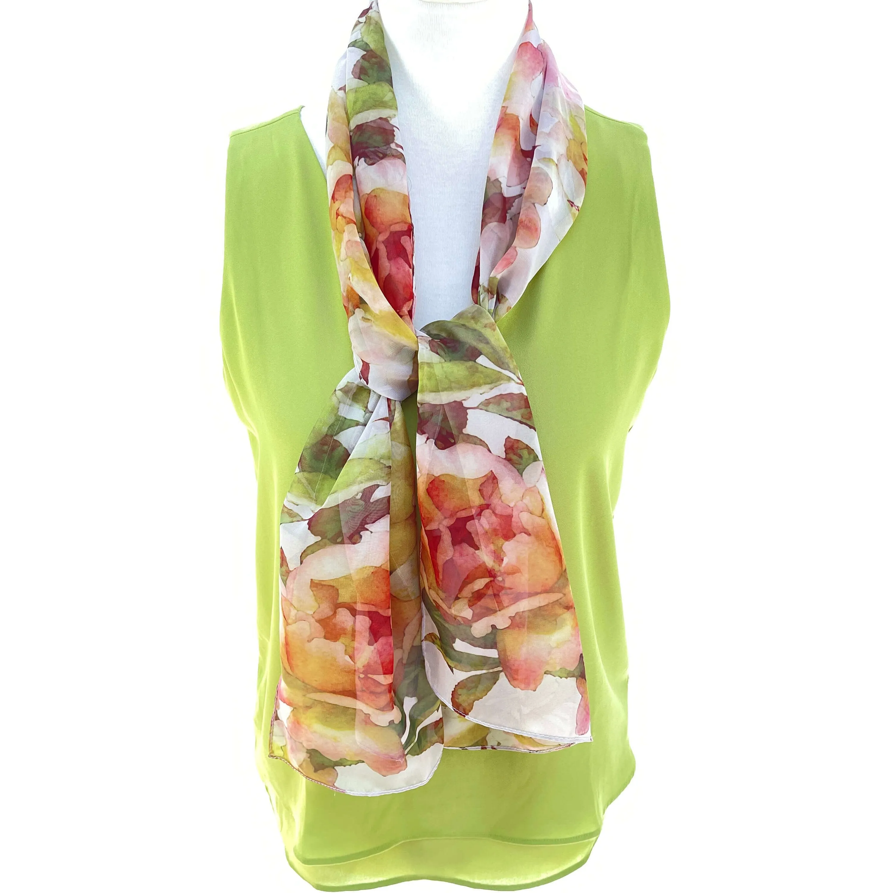 Rustic Rose Chiffon Scarf, Womans Scarf, Chiffon Scarf, Sheer Scarf, Rose Scarf, Flower Scarf