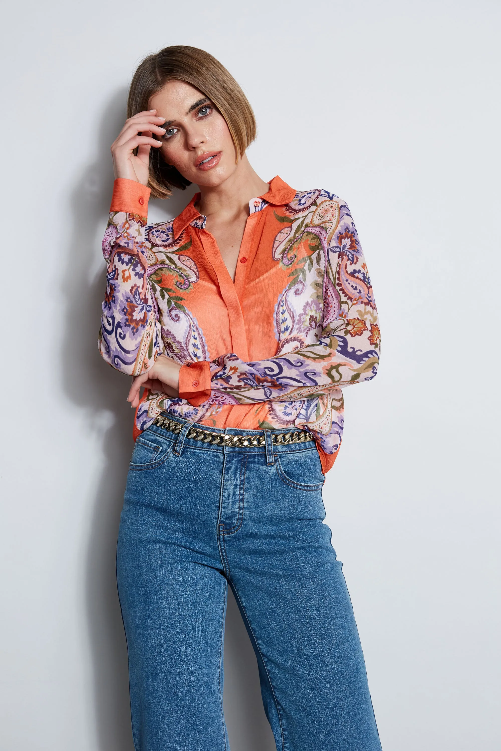 Silk Paisley Button Down Shirt