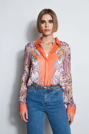 Silk Paisley Button Down Shirt