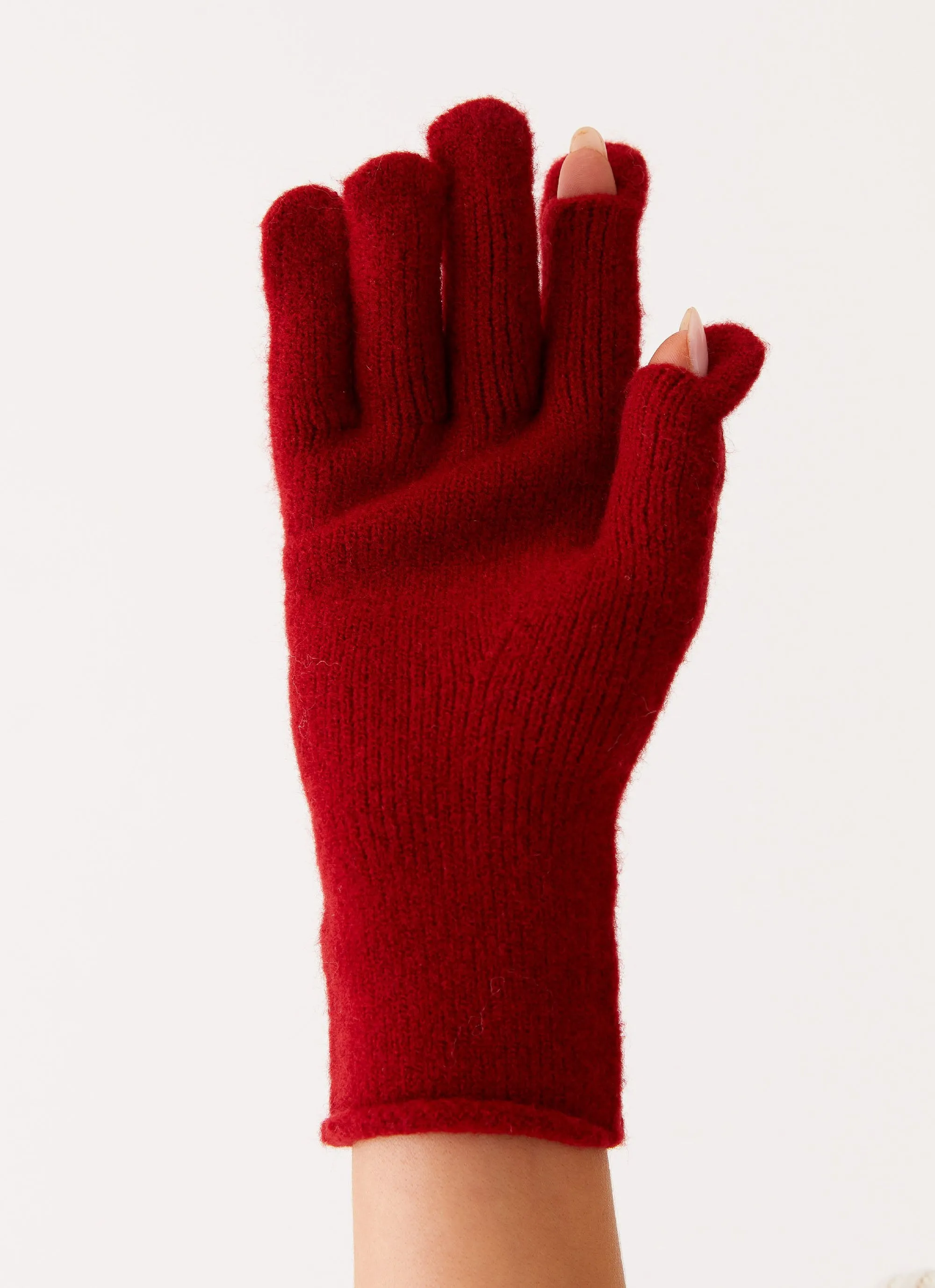 Snow Angel Wool Gloves - Red