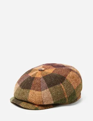 Stetson Hatteras Check Newsboy Cap (Wool) - Burgundy Mix