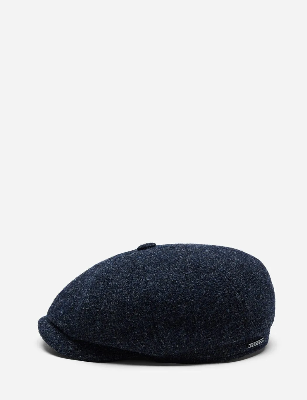 Stetson Hatteras Cross Hatch Newsboy Cap (Wool) - Blue