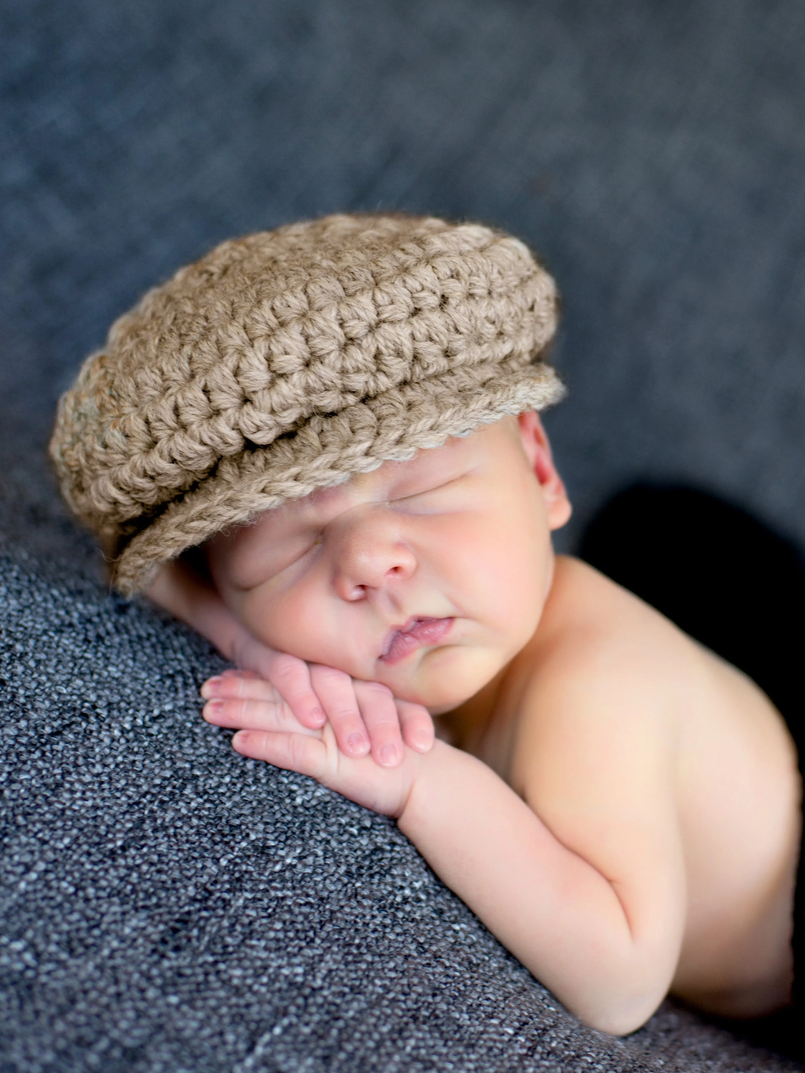 Tan Irish wool newsboy hat