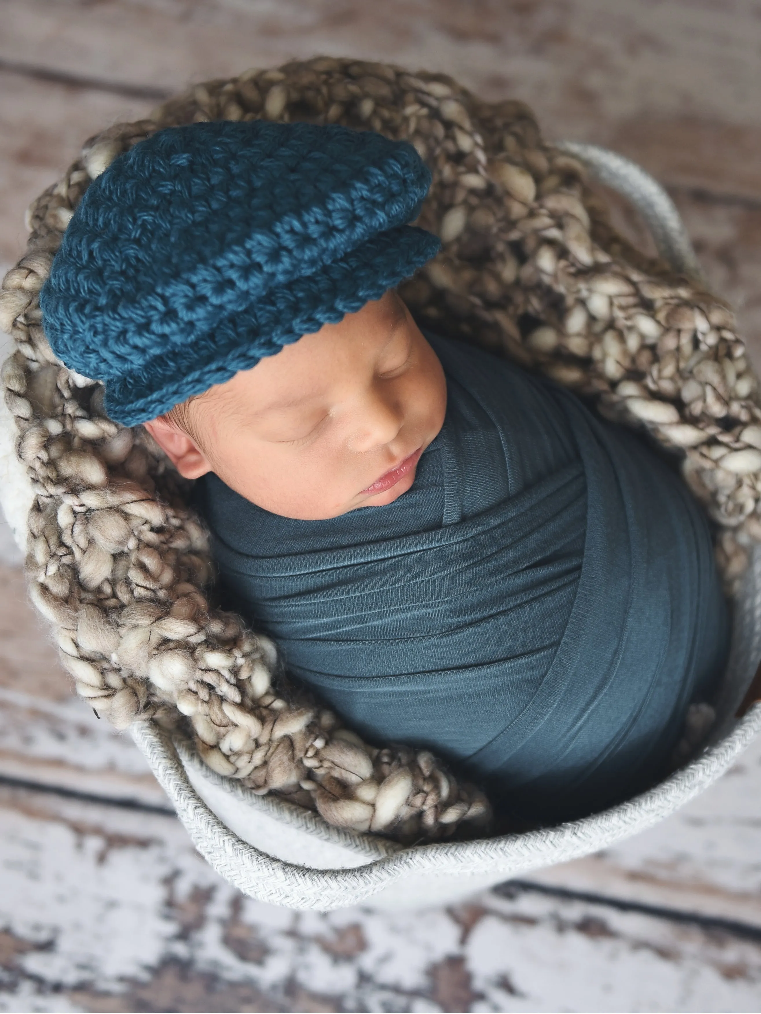 Teal Irish wool newsboy hat