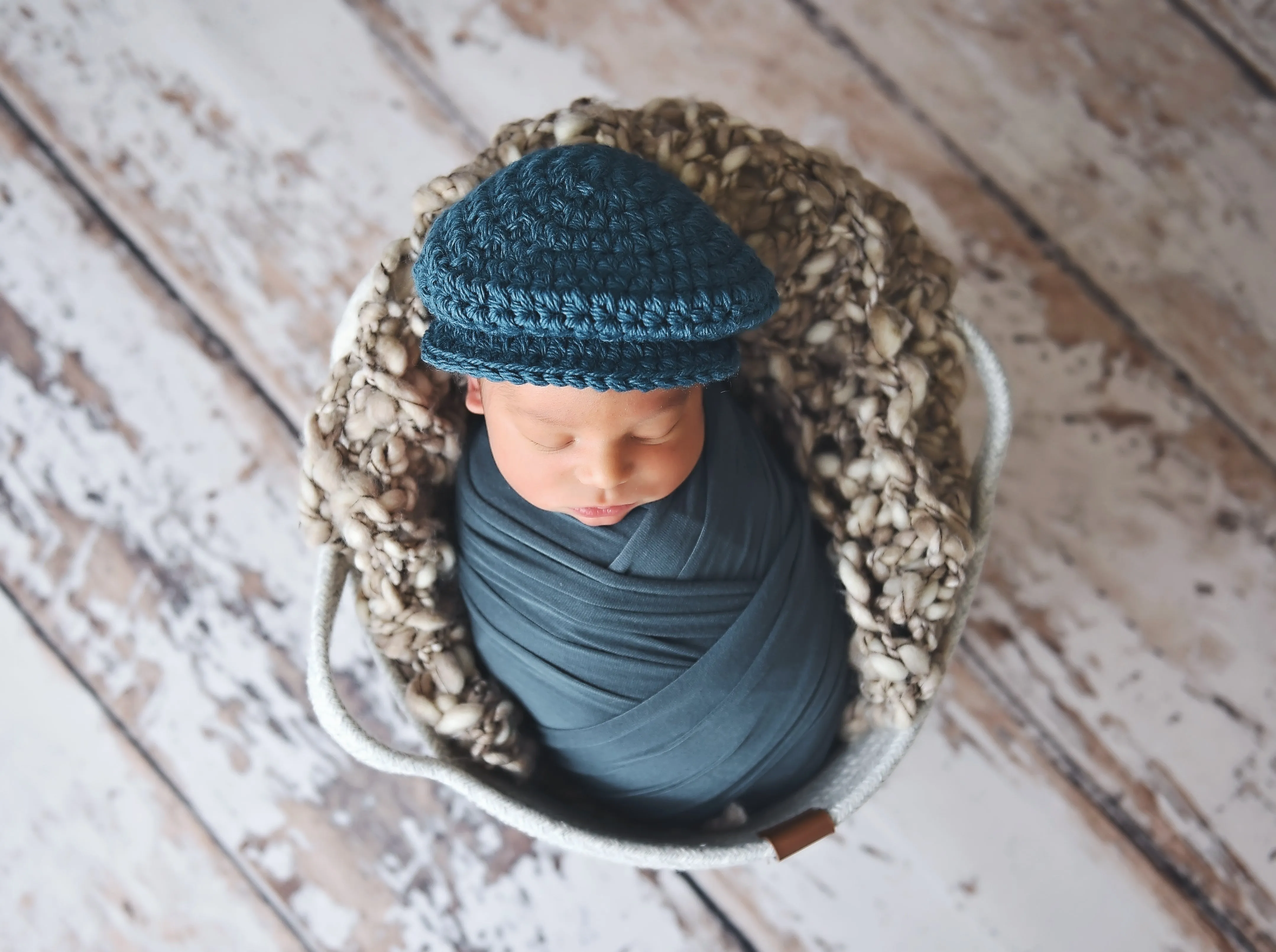 Teal Irish wool newsboy hat