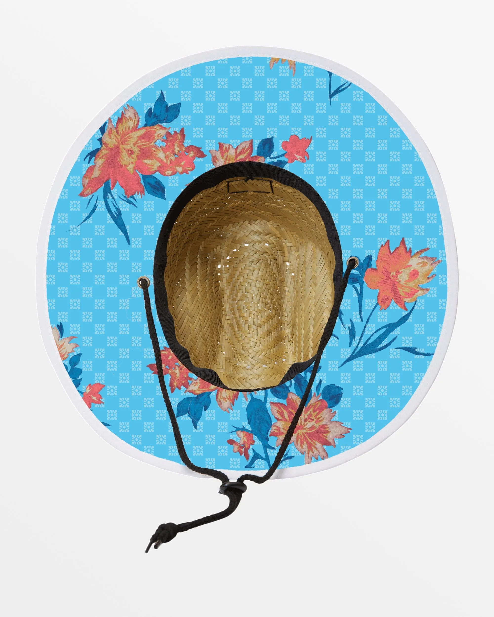 Tides Print Lifeguard Straw Hat - Bay Blue