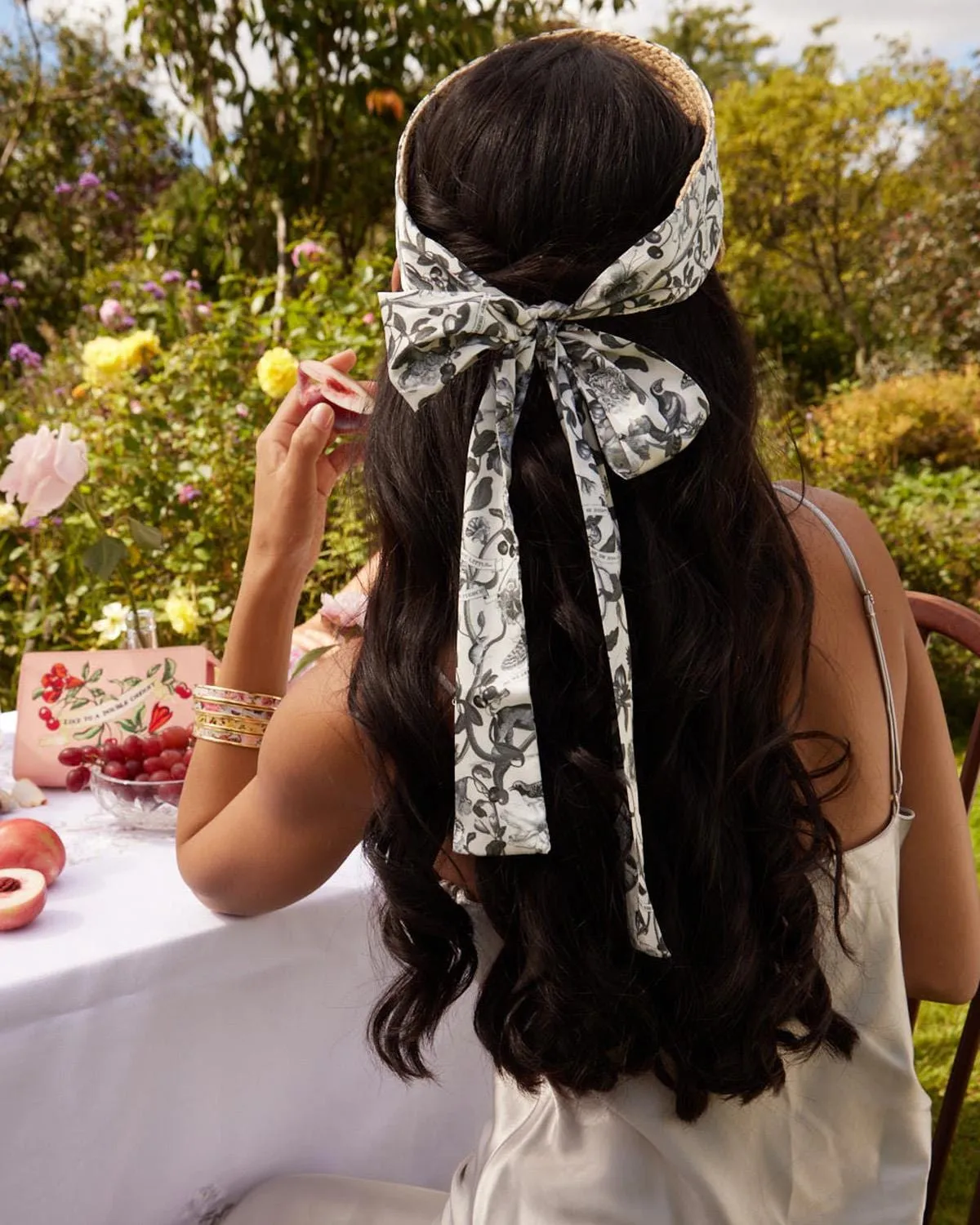 Tree Of Life Monochrome Raffia Visor