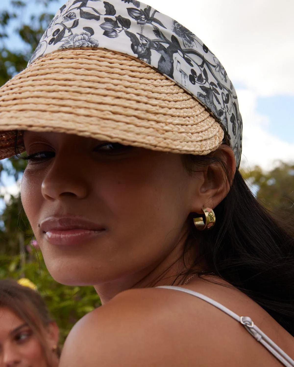 Tree Of Life Monochrome Raffia Visor