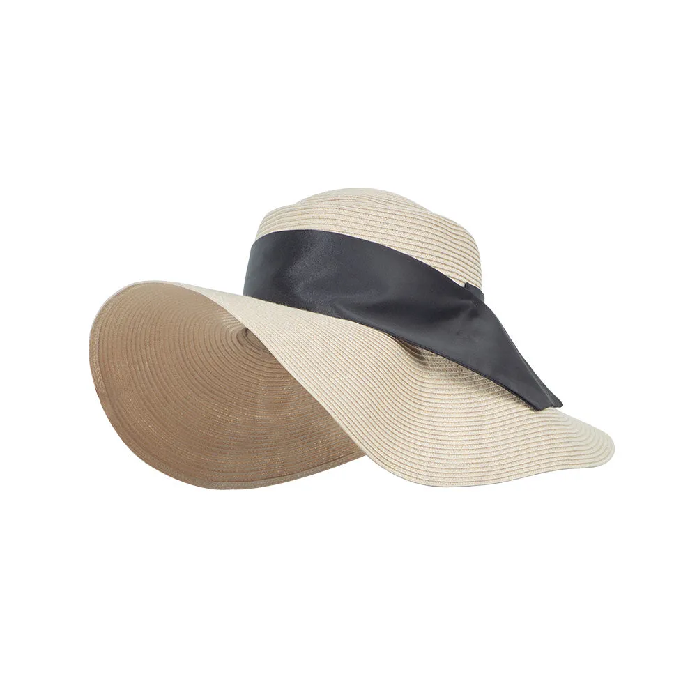 US Stock Women's Wide Brim Floppy Foldable Roll up Straw Hat UPF 50 