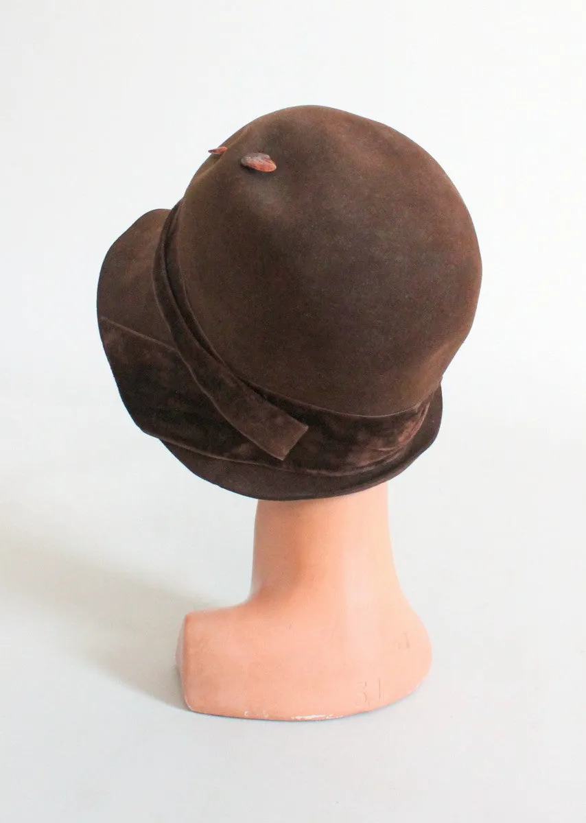 Vintage 1920s Fall Flowers Cloche Hat