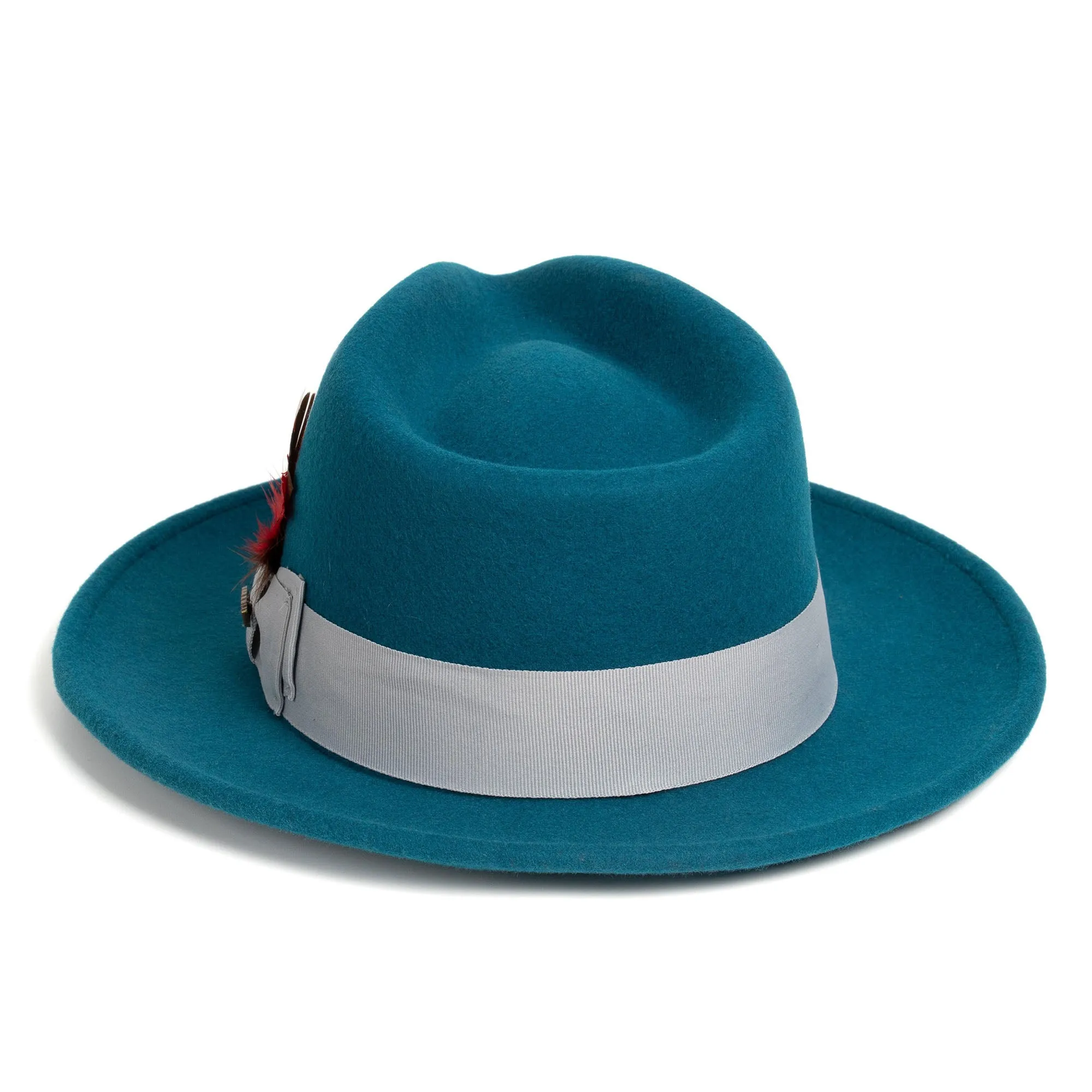 Vintage Crushable Wool Fedora Hat-Royal Blue