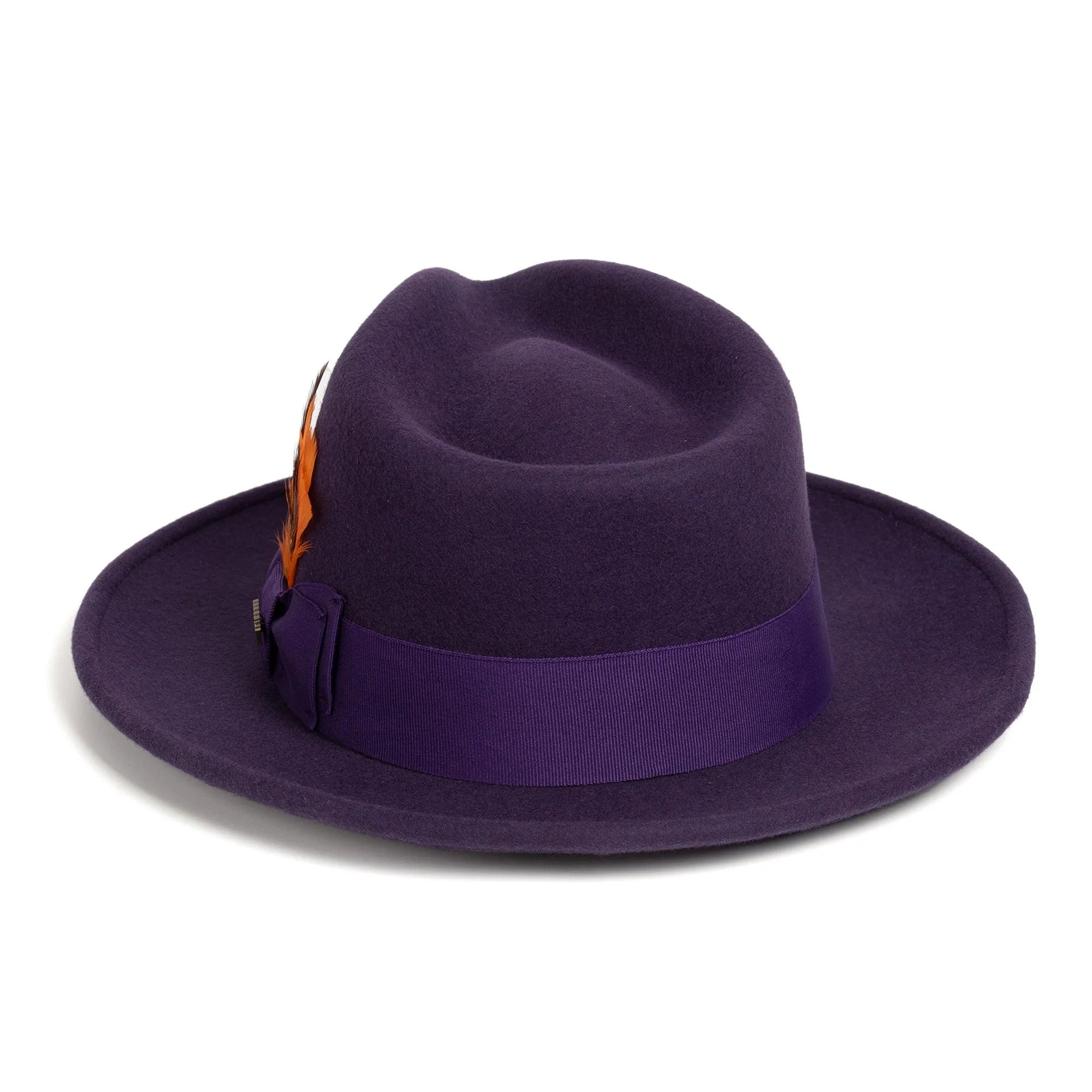 Vintage Crushable Wool Fedora Hat-Royal Blue