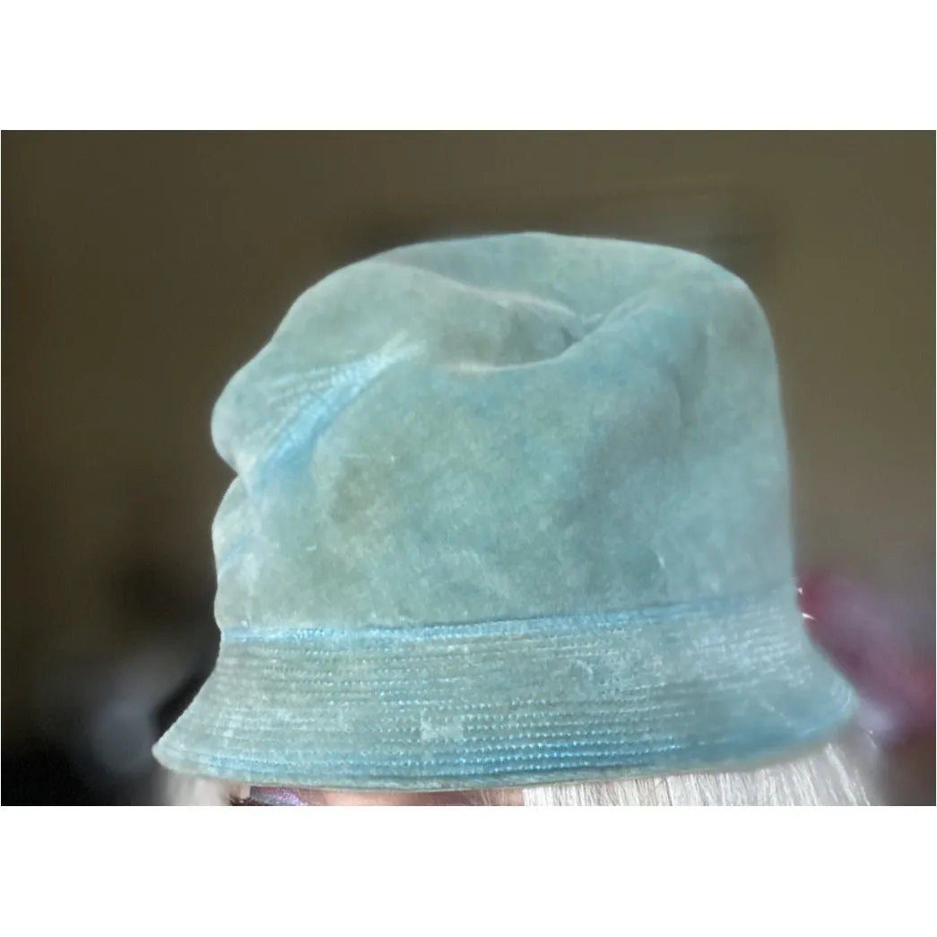 Vintage Hat Cloche  Turquoise Velvet Hat Jean Barthet Paris 1950S Small