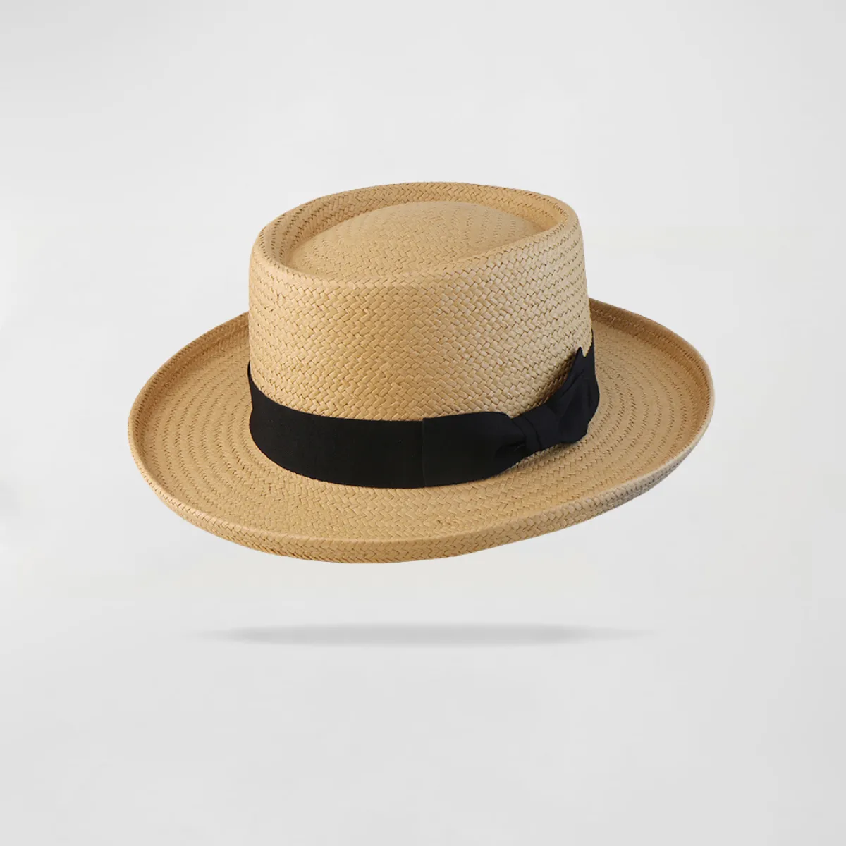 Vintage Vibe Straw Pork Pie Hat - Beige