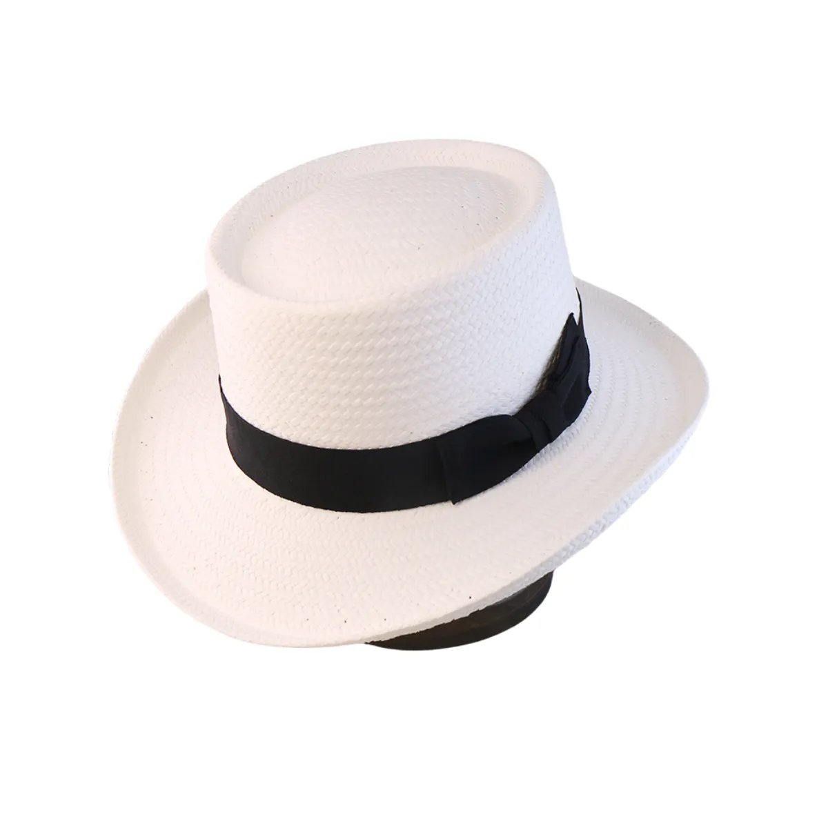 Vintage Vibe Straw Pork Pie Hat - Beige