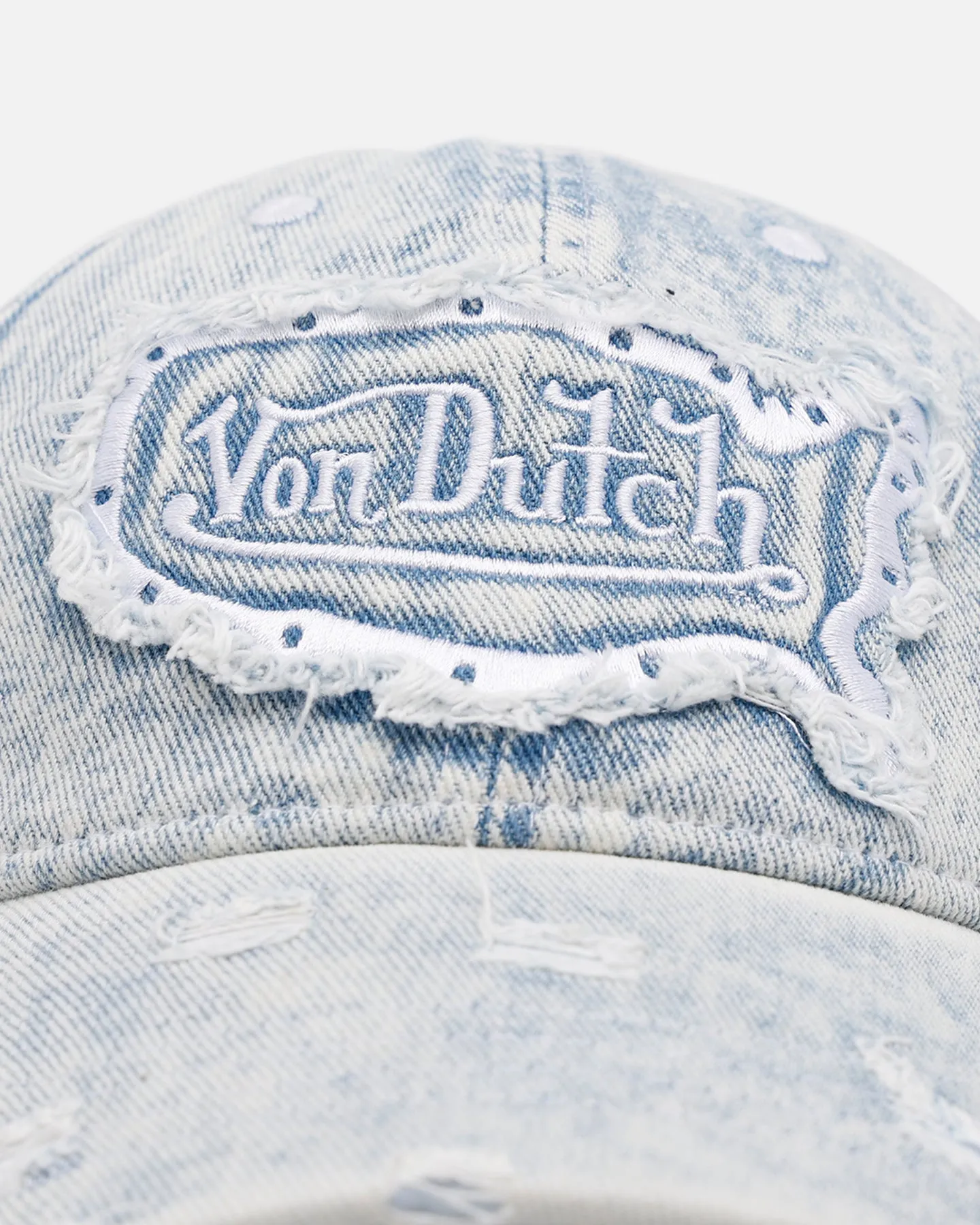 Von Dutch Washed Denim Dad Strapback Hat Light Blue