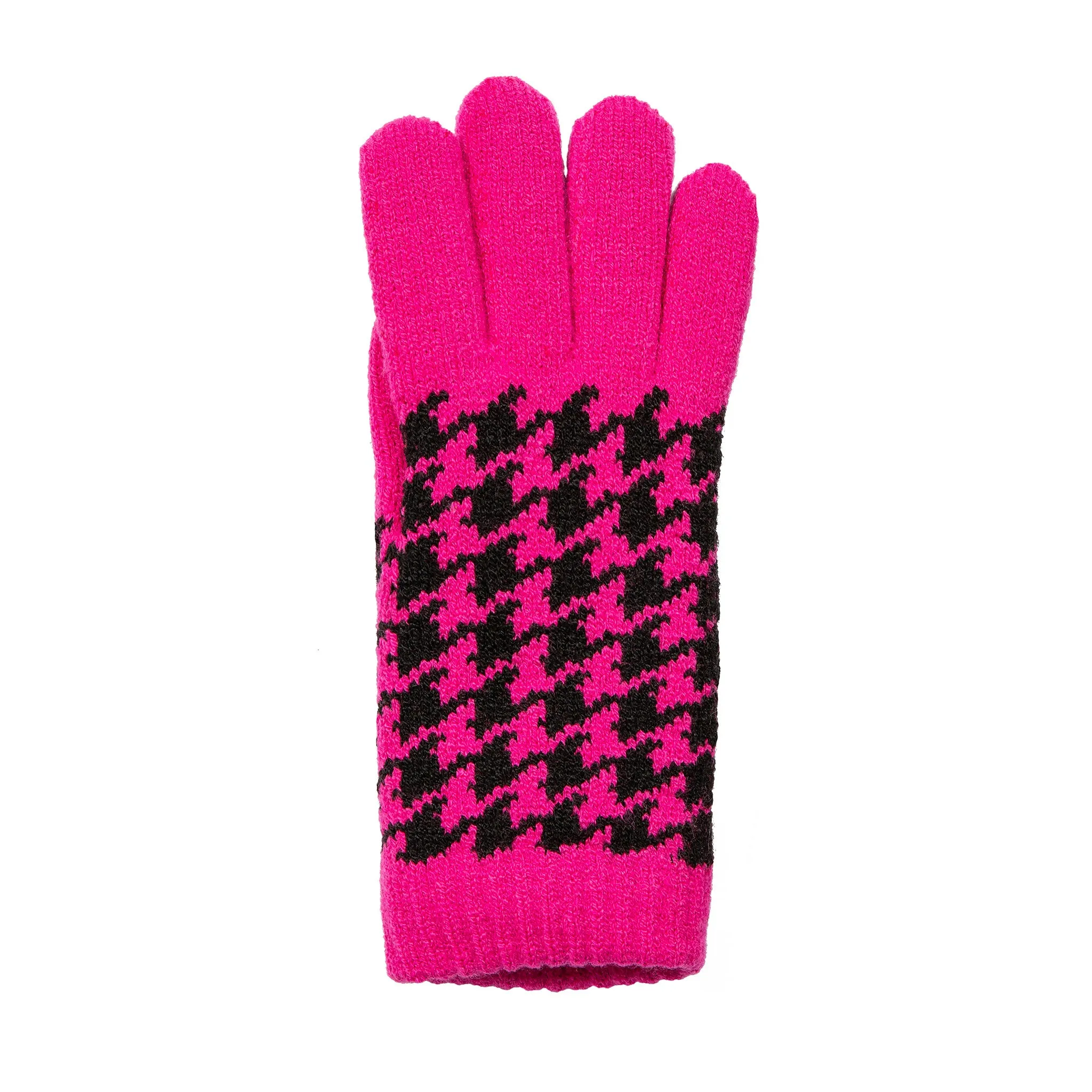 Women’s Jacquard Knitted Gloves with Dogtooth Pattern