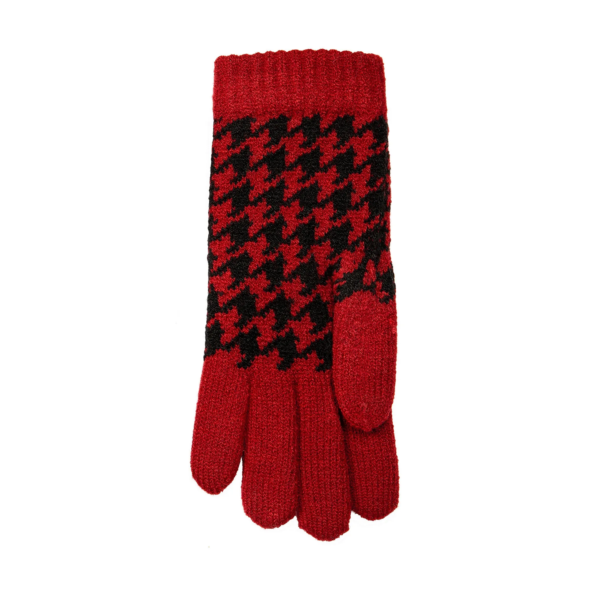 Women’s Jacquard Knitted Gloves with Dogtooth Pattern