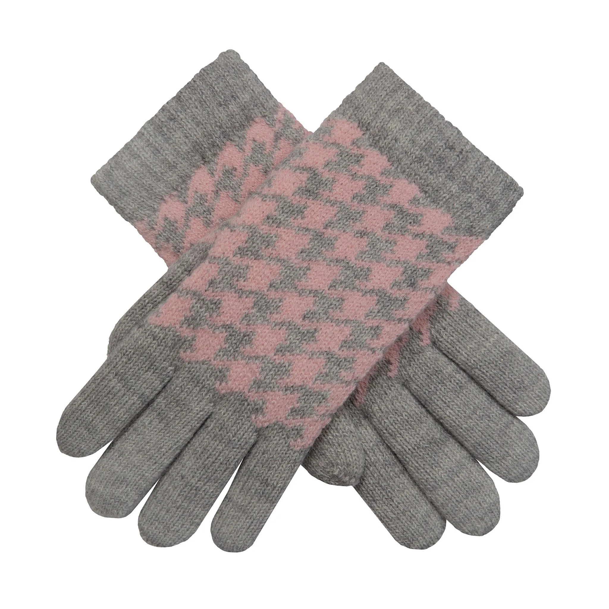 Women’s Jacquard Knitted Gloves with Dogtooth Pattern